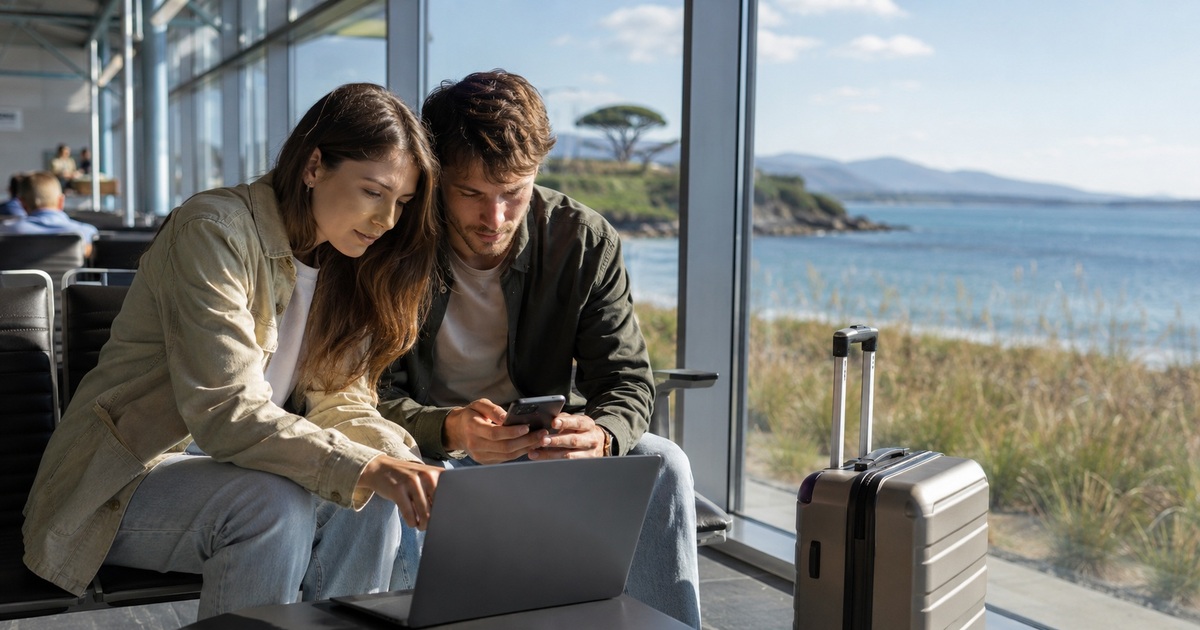 Australian travellers comparing flight deals, baggage options and booking conditions before departure