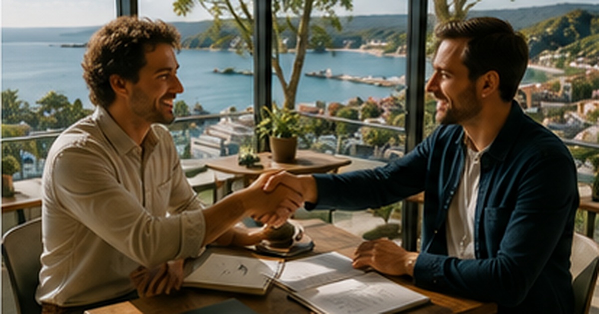 Two Australian business owners discussing a potential long-term partnership